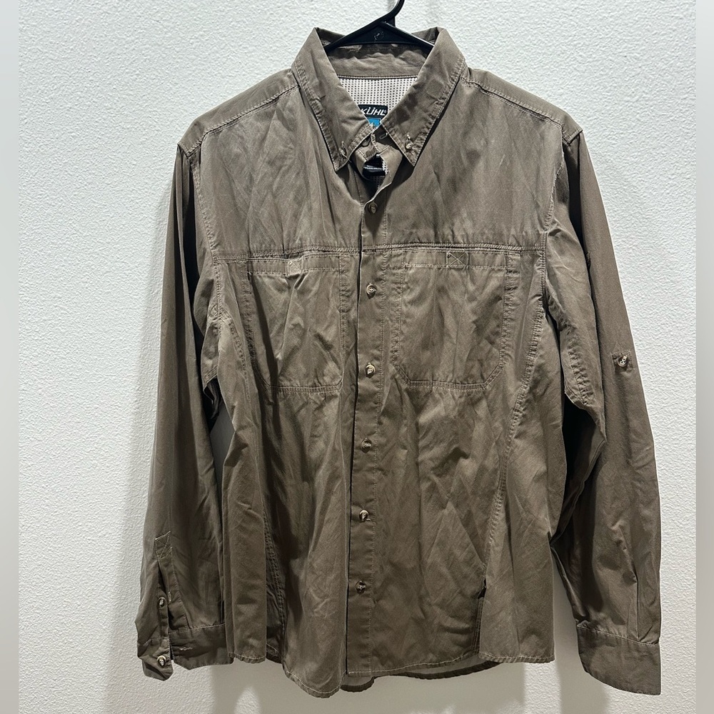 Kuhl Men's Brown Button-Up Shirt medium hiking outdoor athletic camping